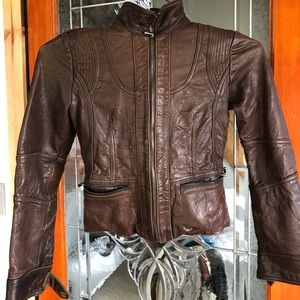 Kenneth Cole reactions dark brown leather jacket